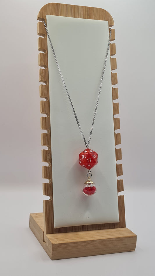 Necklace D20 red sphere red
