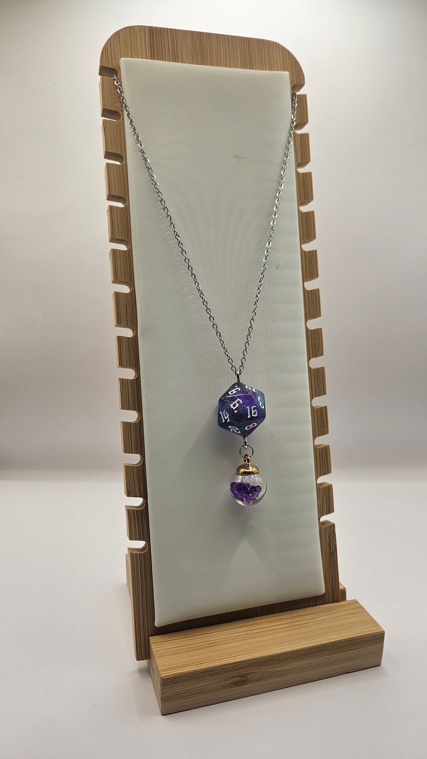 Necklace D20 Glitter blue/purple Sphere