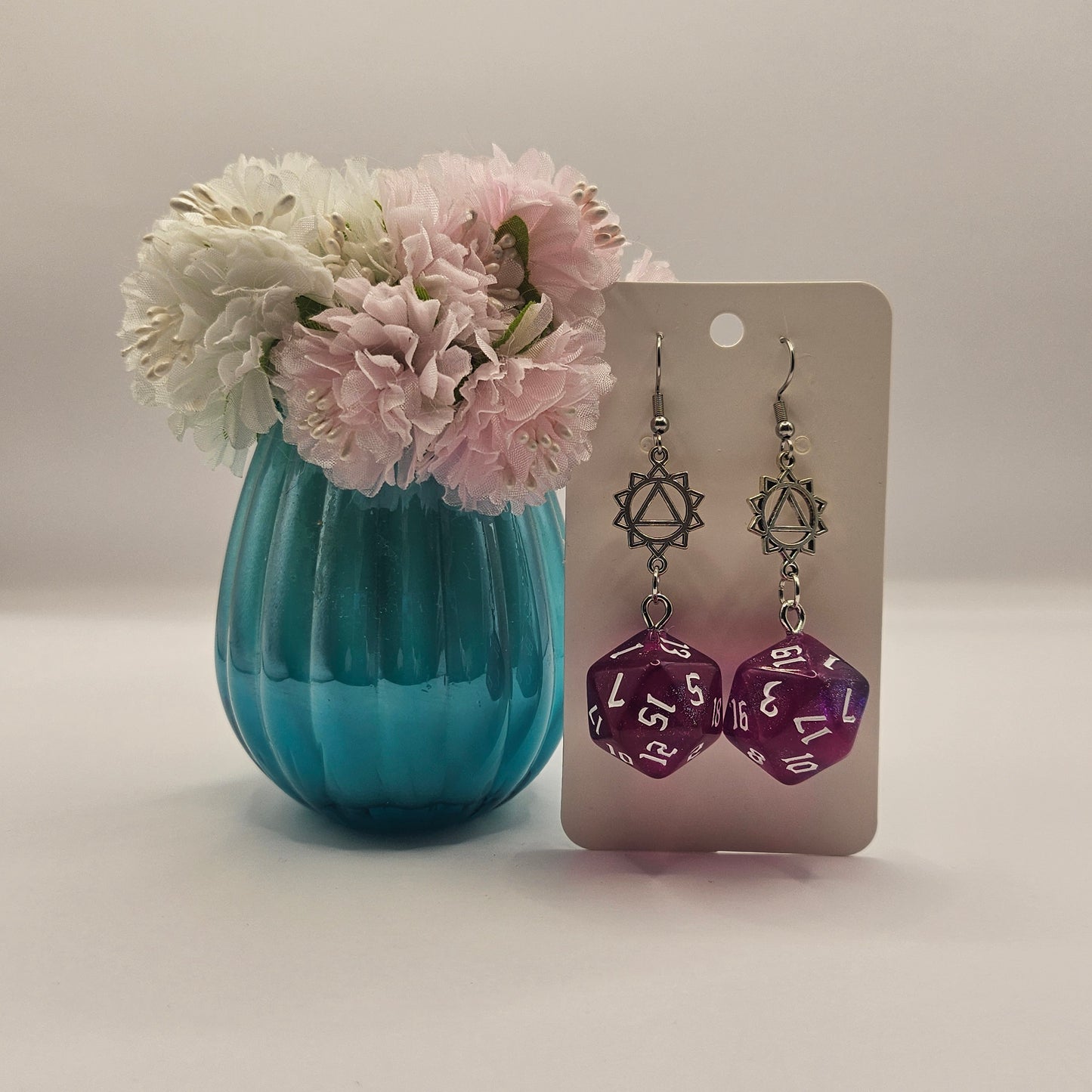 Glitter pink purple flower triangle