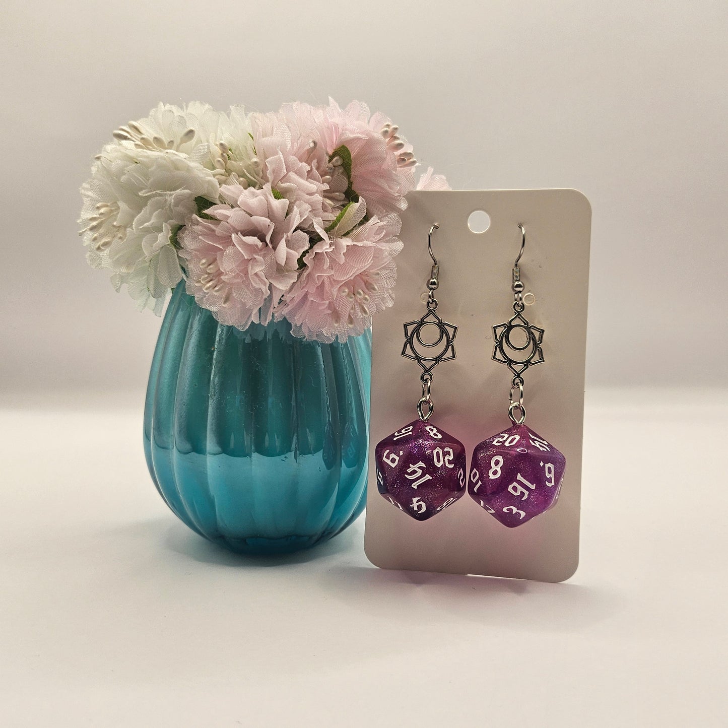Glitter pink purple flower moon