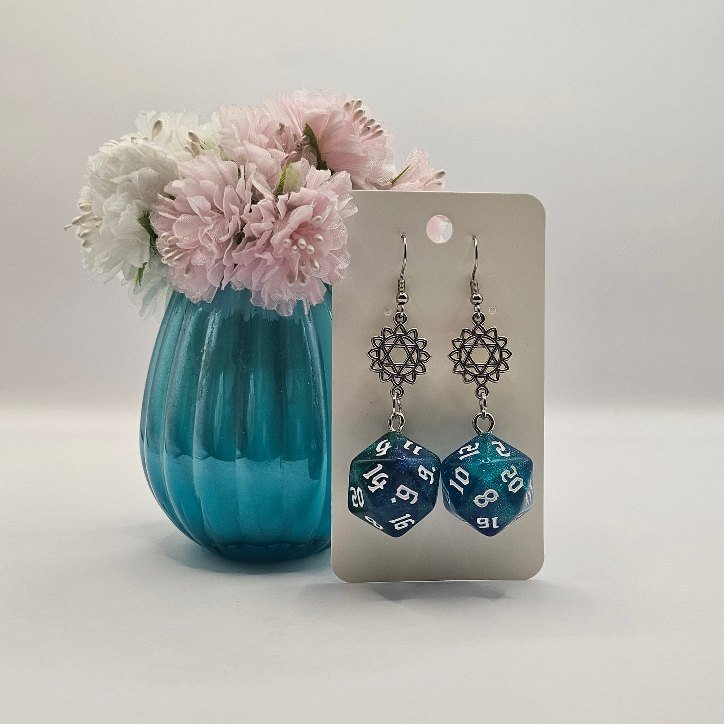 Glitter blue green flower star