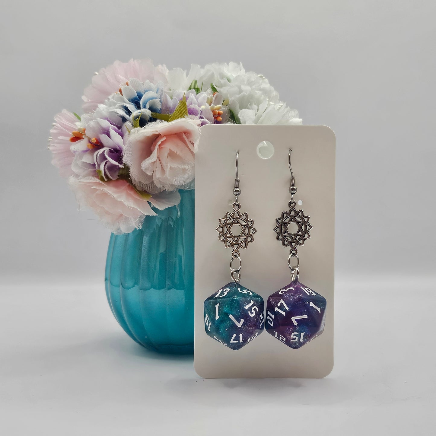 Glitter blue purple flower star
