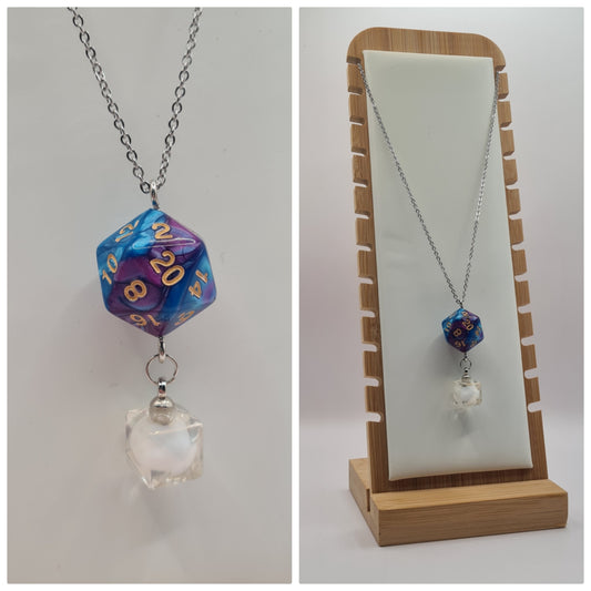 Necklace D20 Blue/Obergine dome