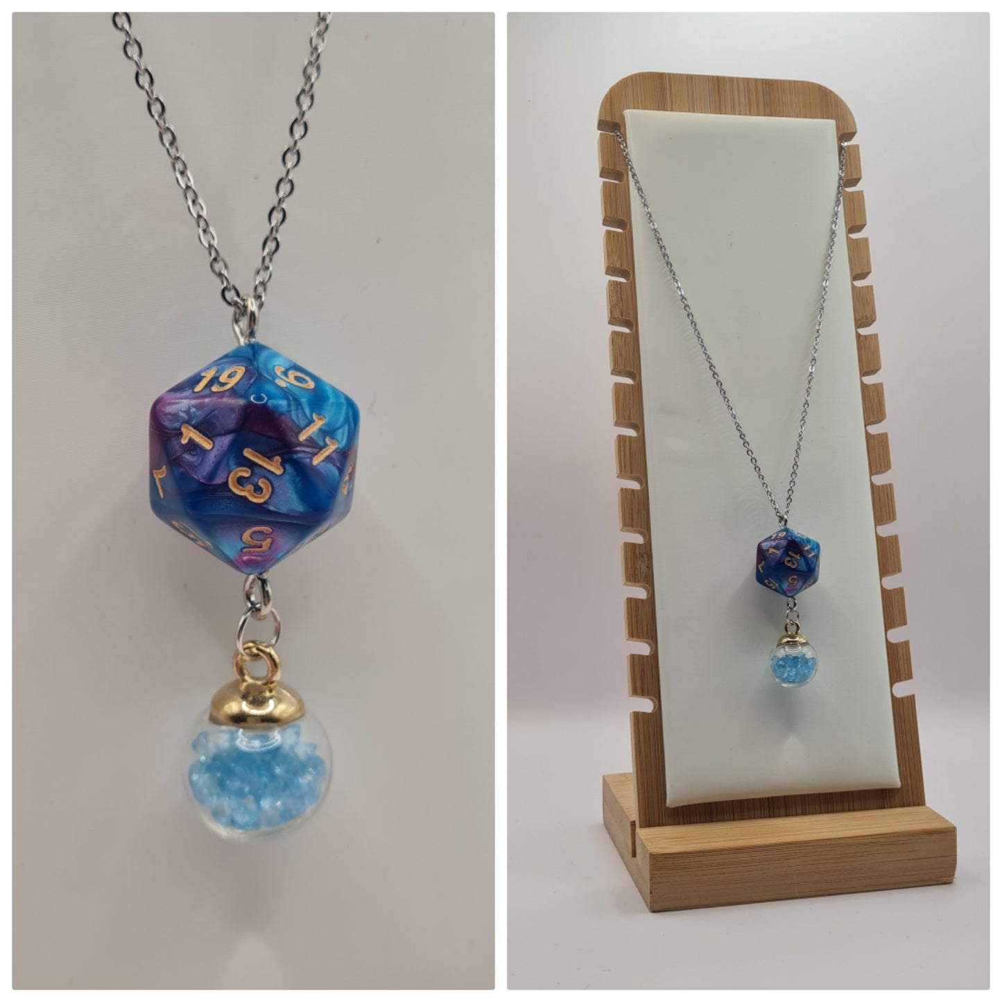 Necklace D20 Blue/Obergine sphere