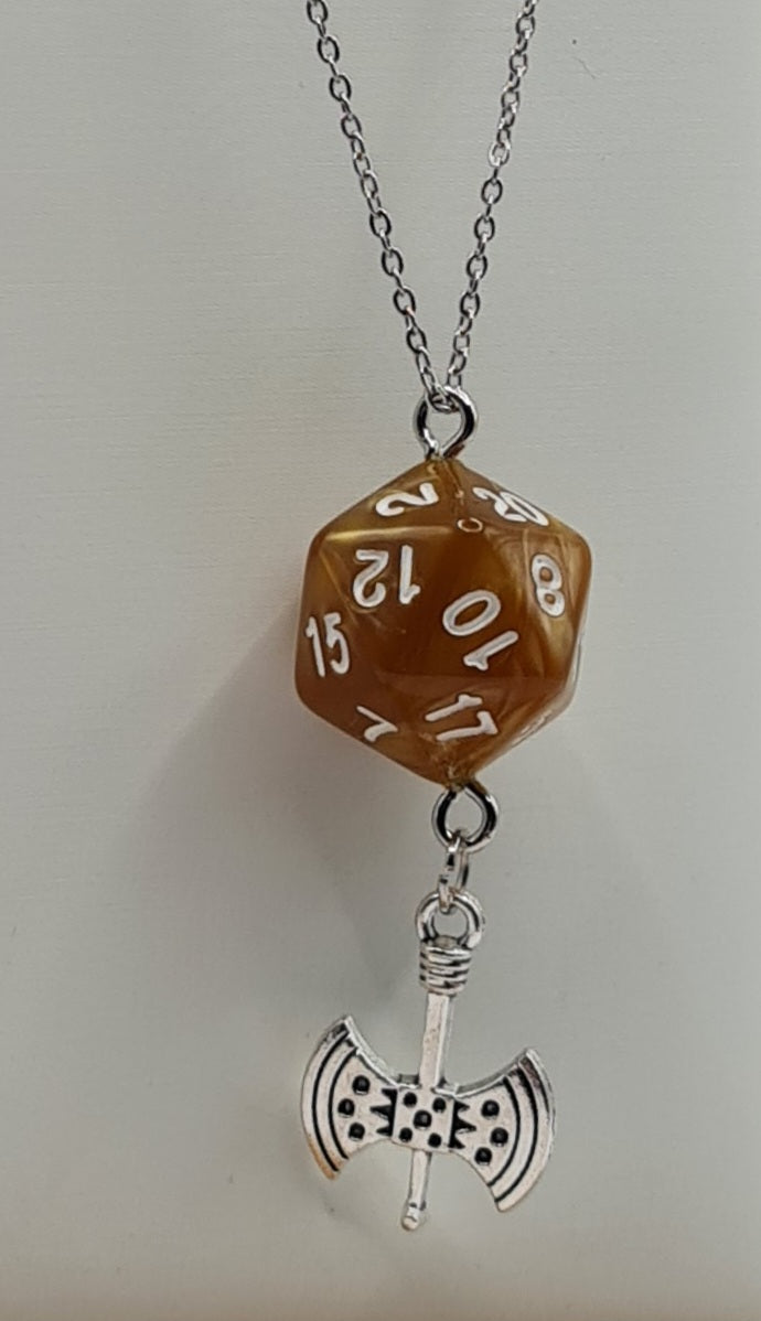 Necklace D20 yellow axe