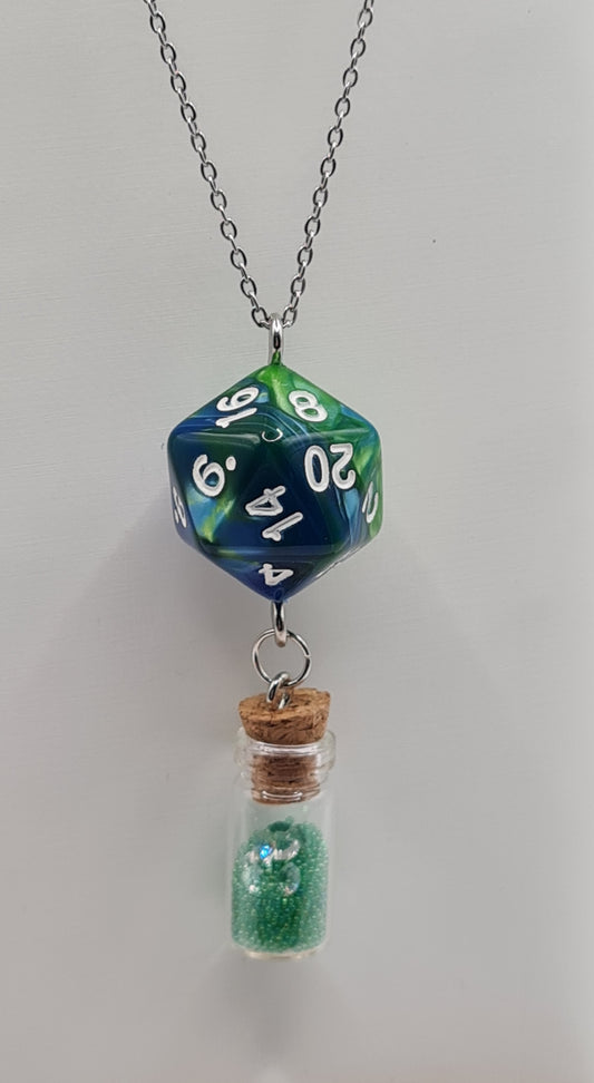 Necklace D20 blue/green potion