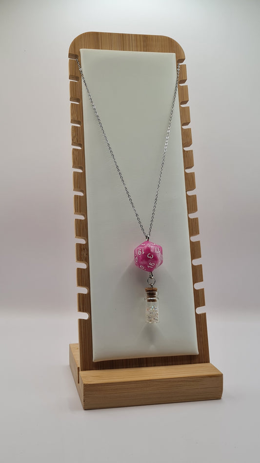 Necklace D20 pink potion