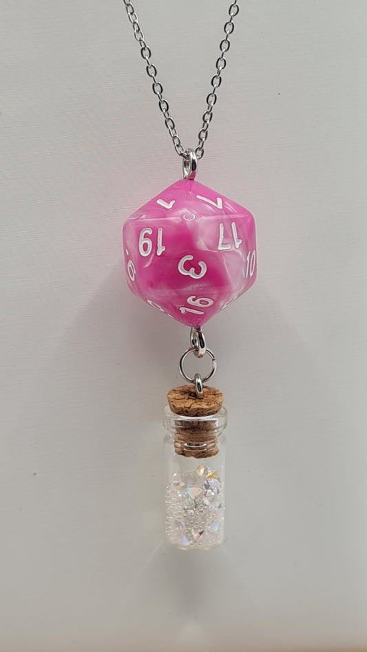 Necklace D20 pink potion