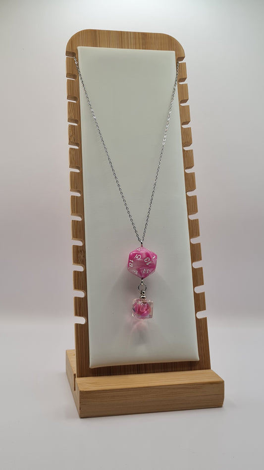 Necklace D20 pink dome