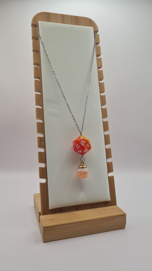 Necklace D20 orange sphere