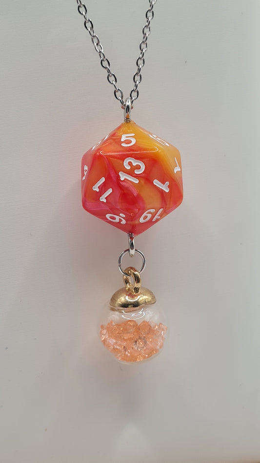 Necklace D20 orange sphere