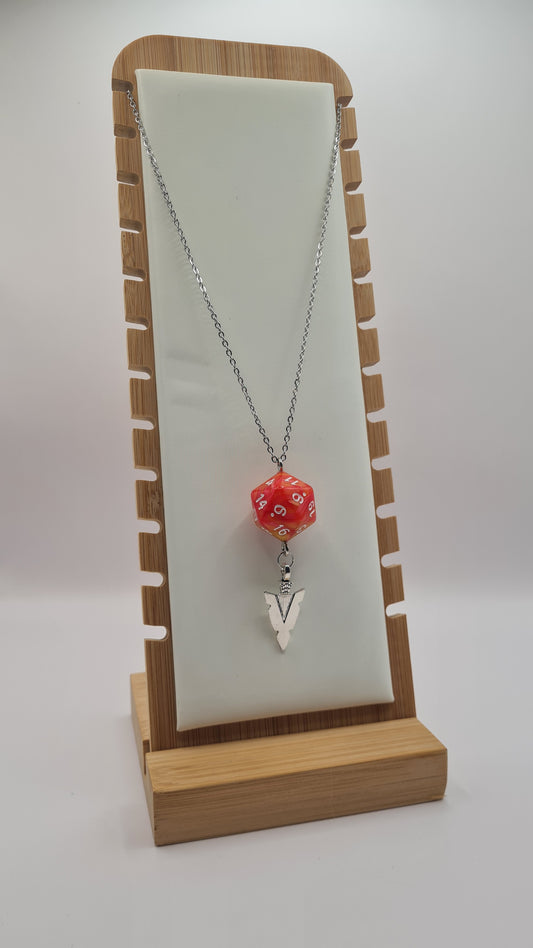 Necklace D20 orange spear point