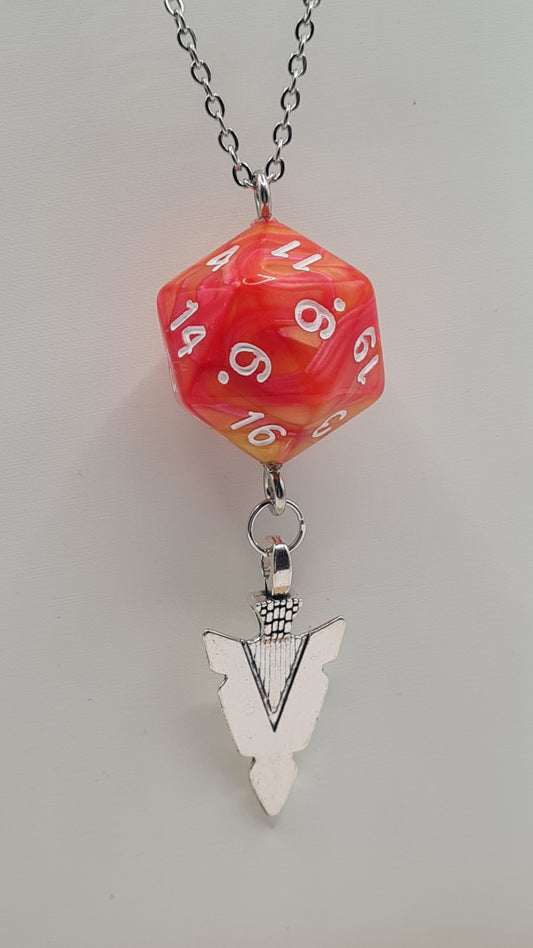 Necklace D20 orange spear point