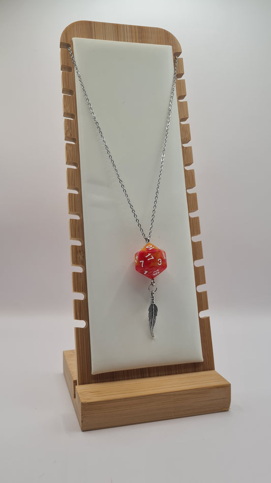 Necklace D20 orange feather