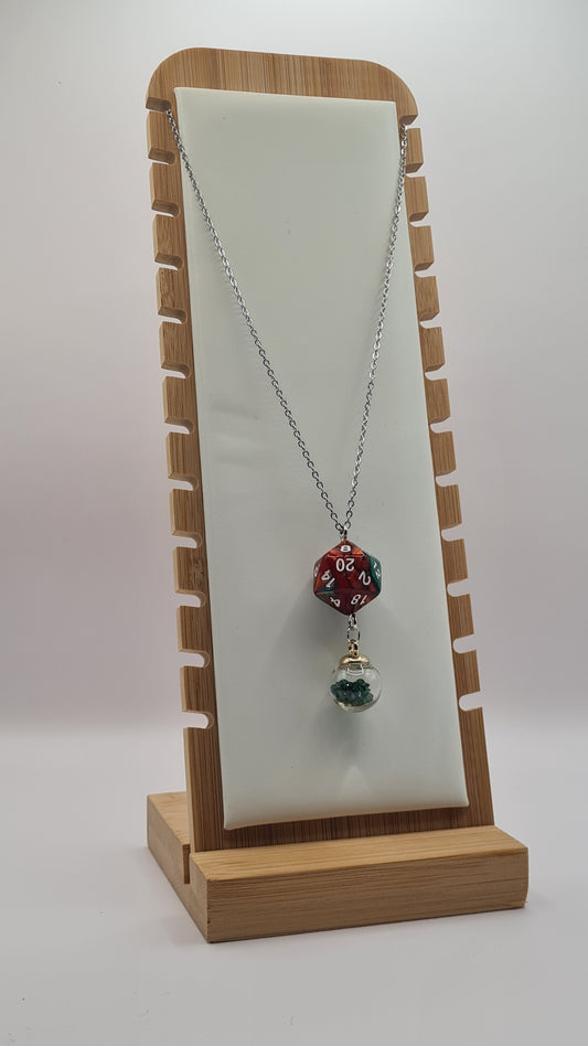Necklace D20 brown/green sphere