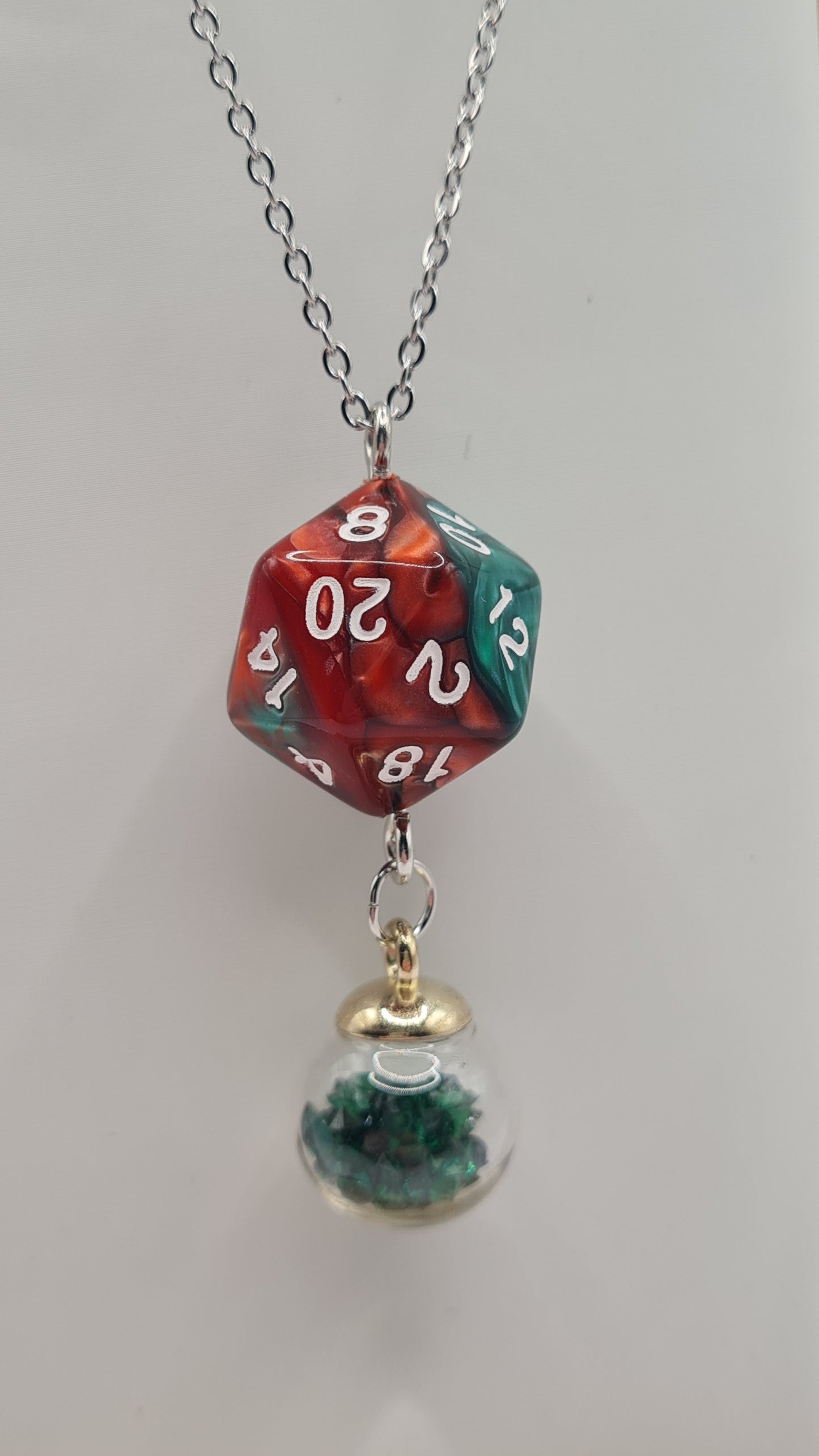 Necklace D20 brown/green sphere