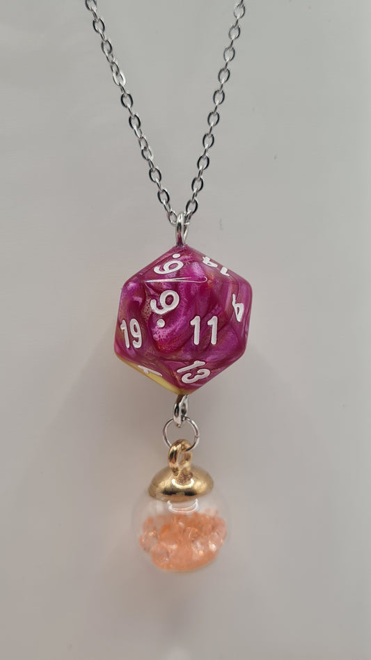 Necklace D20 pink/yellow sphere