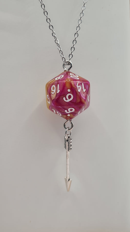 Necklace D20 pink/yellow arrow