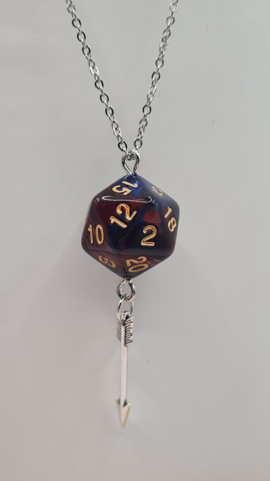 Necklace D20 blue/red arrow