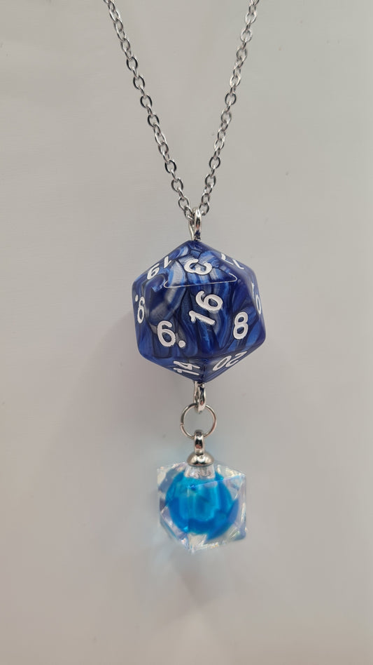 Necklace D20 blue/grey dome