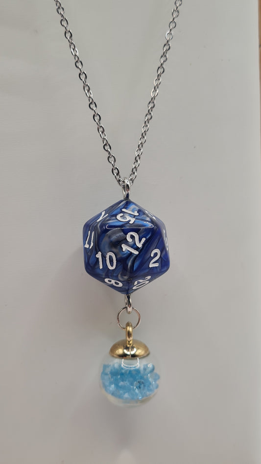 Necklace D20 blue/grey sphere