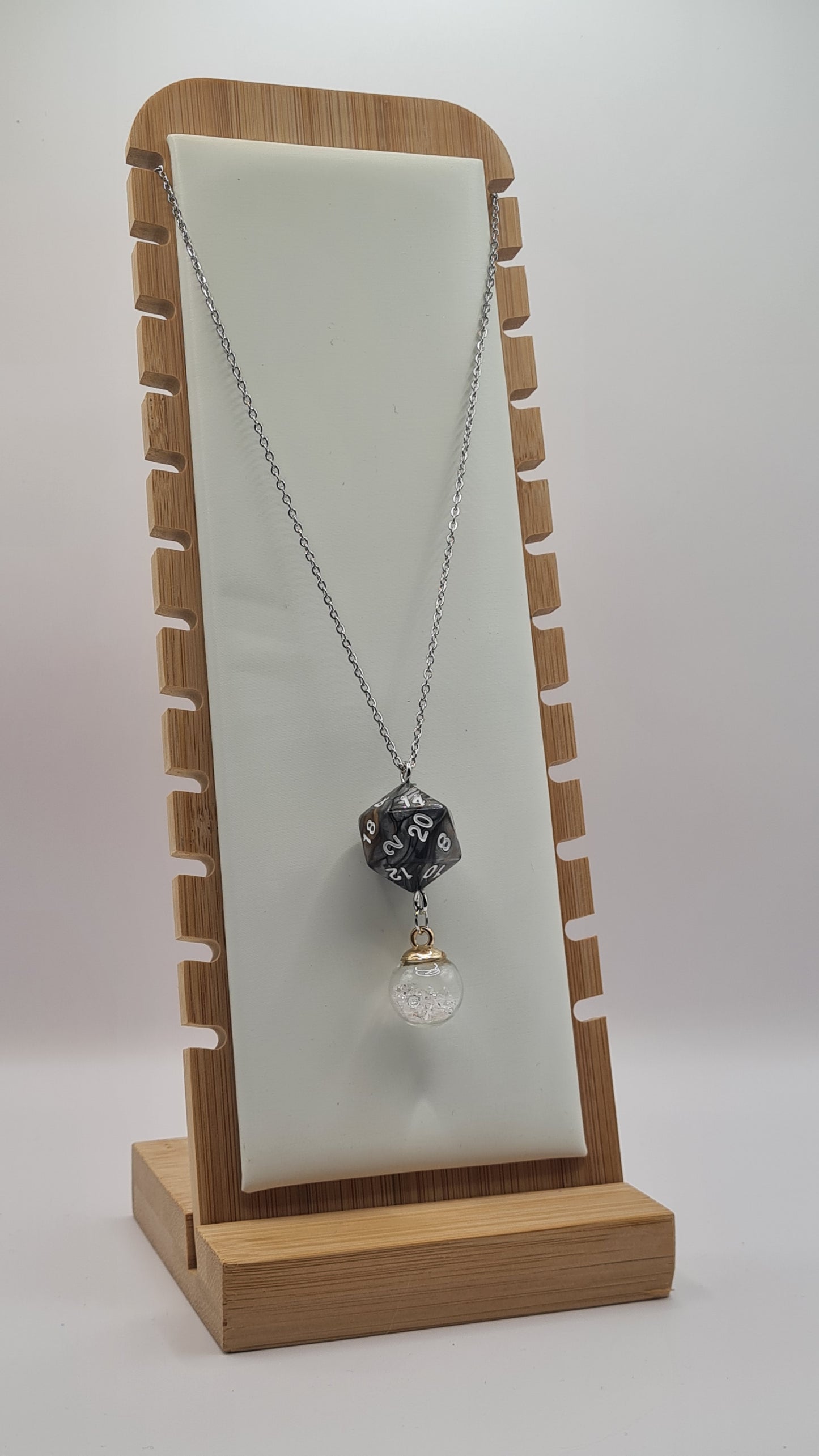 Necklace D20 brown/grey sphere