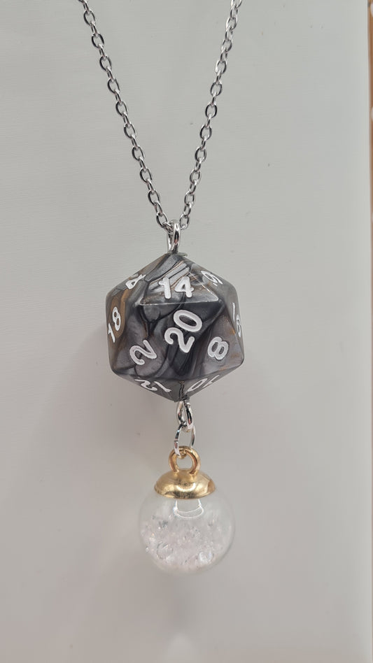 Necklace D20 brown/grey sphere