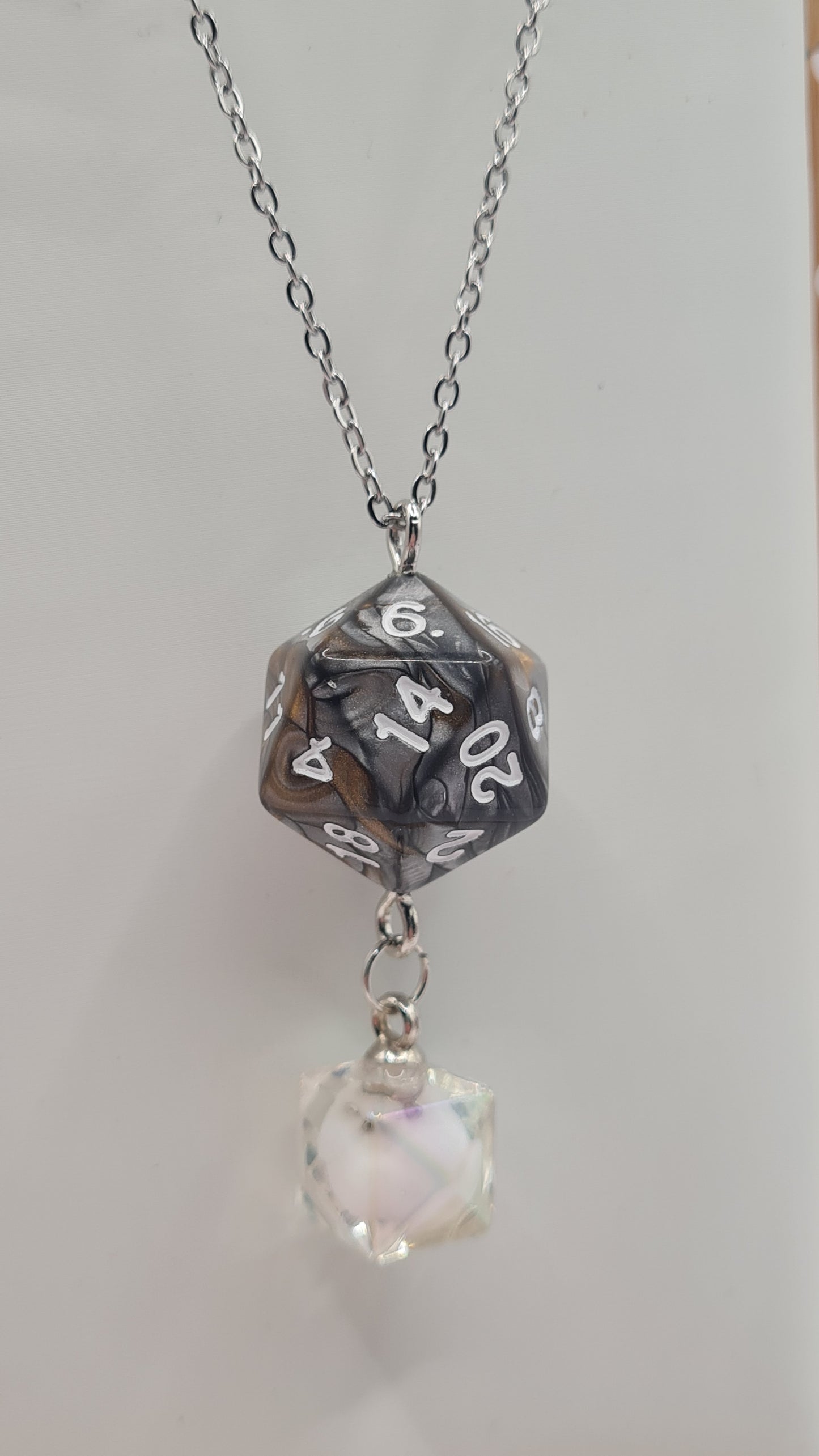 Necklace D20 brown/grey dome