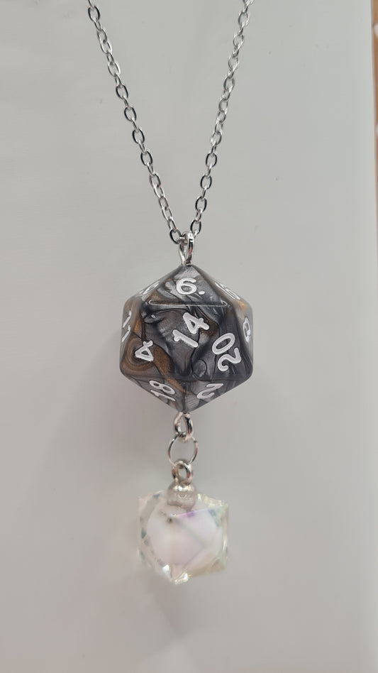 Necklace D20 brown/grey dome