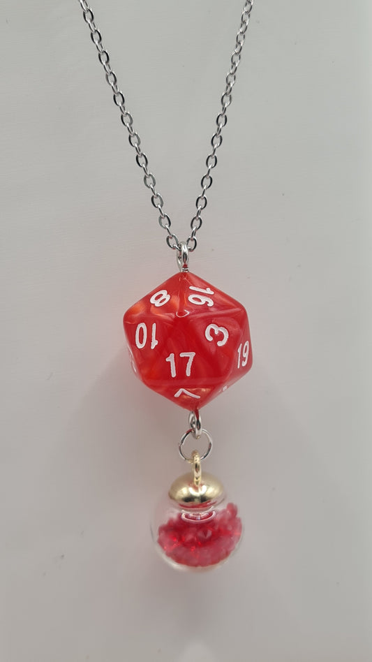 Necklace D20 red sphere red