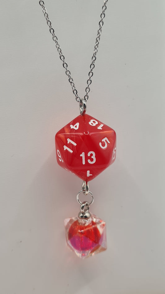 Necklace D20 red dome red