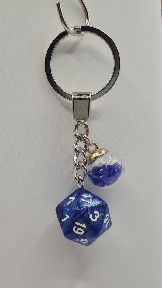 Keychain blue/grey sphere