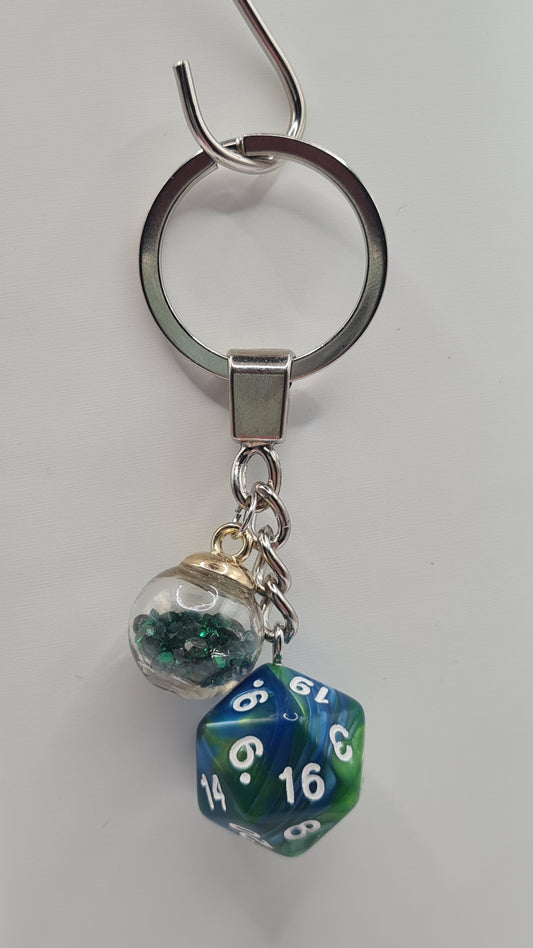 Keychain blue/green sphere green