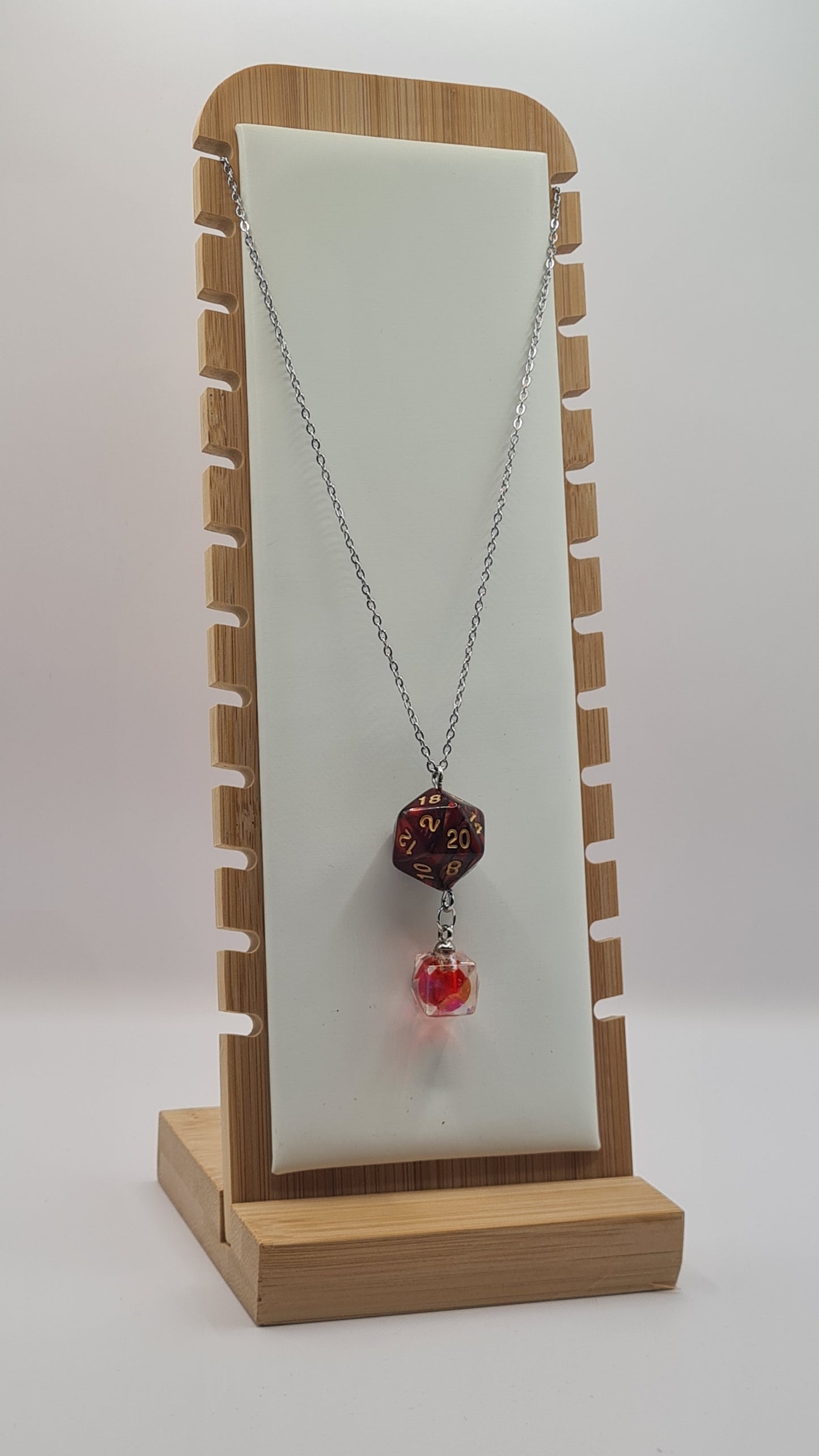 Necklace D20 red/black dome