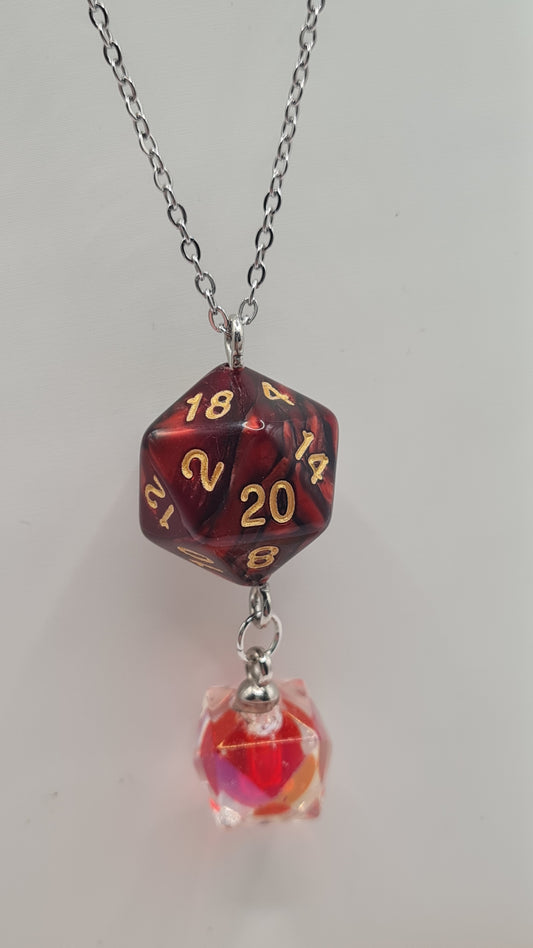 Necklace D20 red/black dome