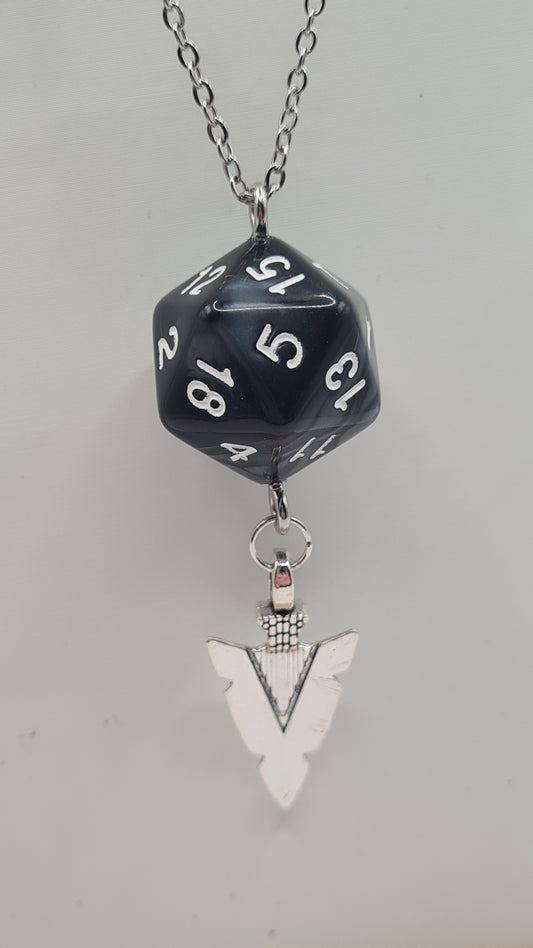 Necklace D20 black spear point