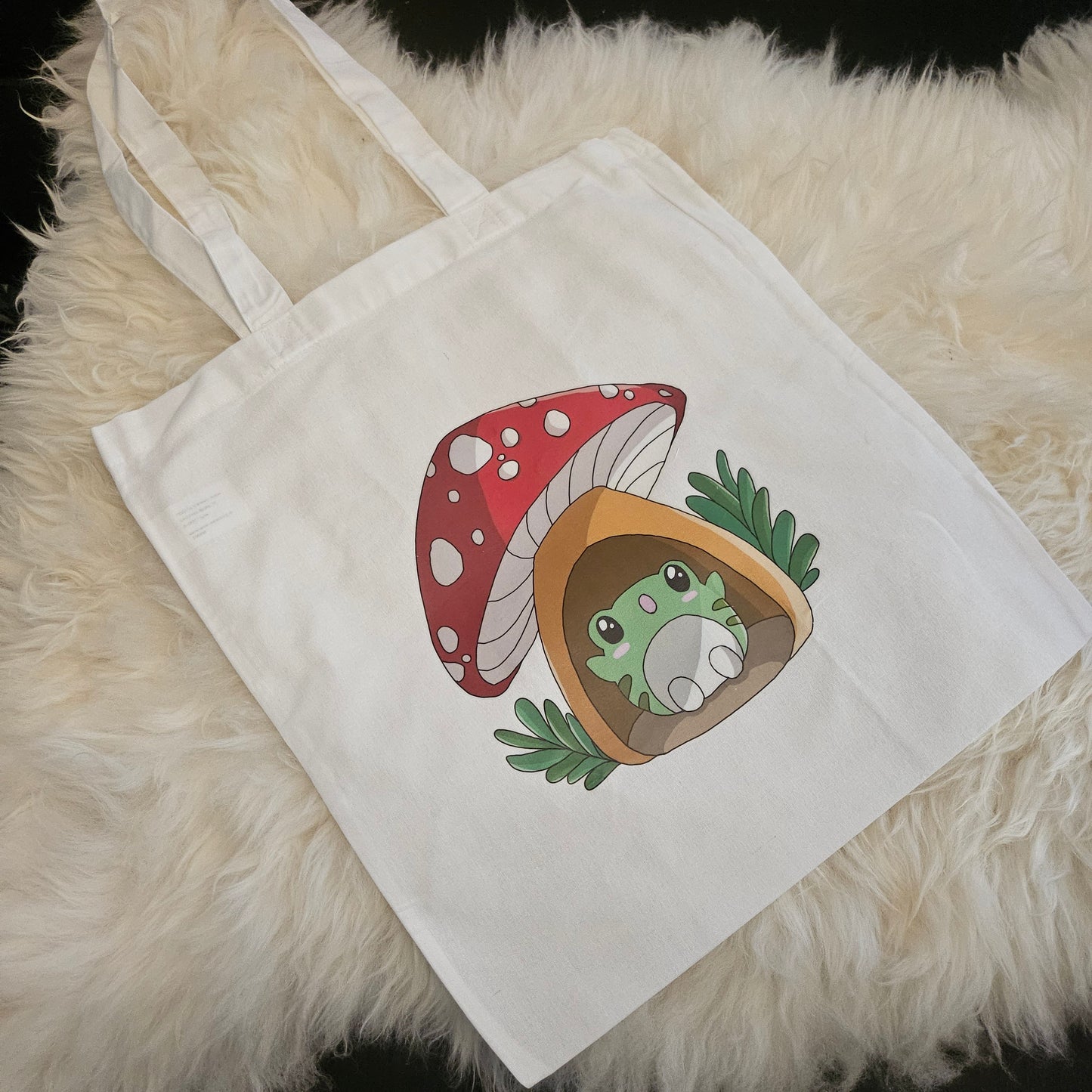 Totebag Frog mushroom home