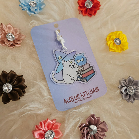 Acrylic keychain Cat books