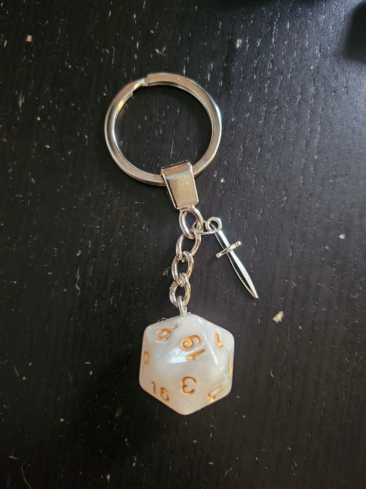 Keychain white dagger