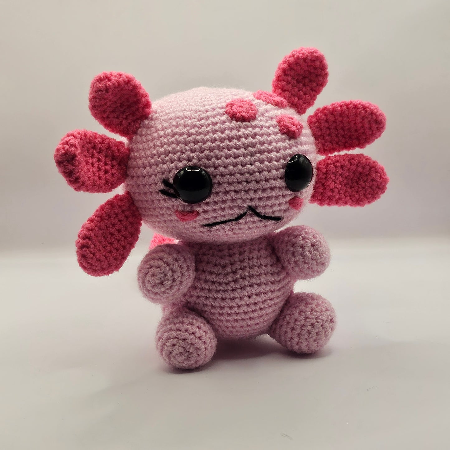 Crochet Axolotl light pink light fins