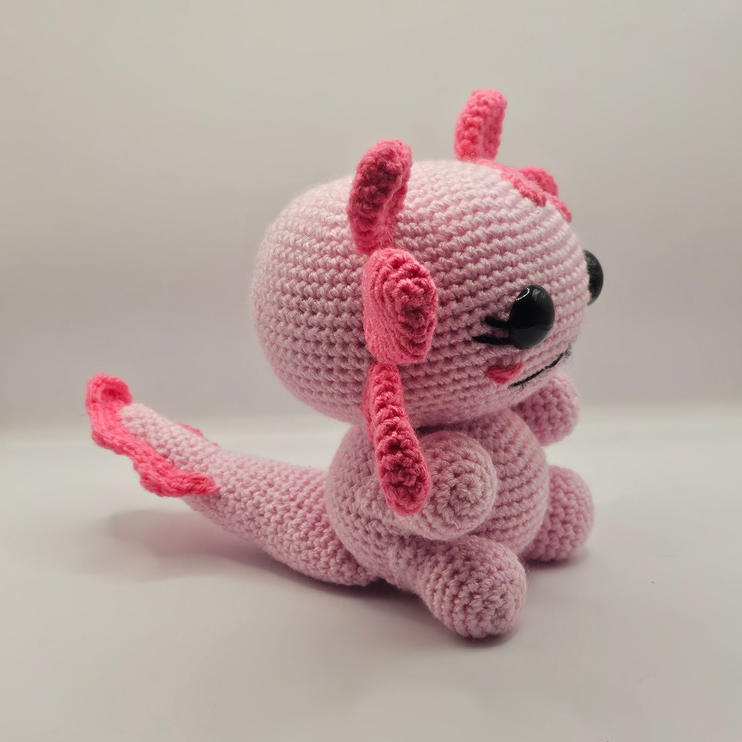 Crochet Axolotl light pink light fins