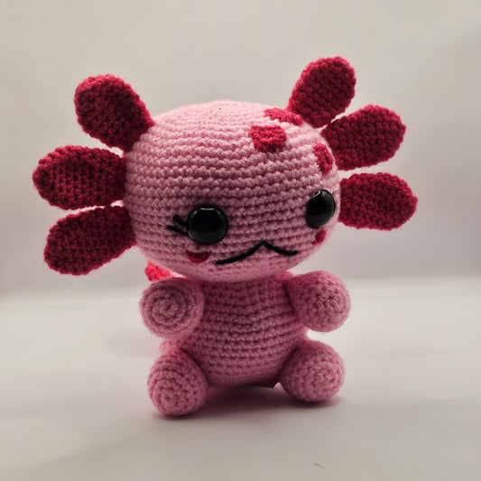 Crochet Axolotl middle pink dark fins