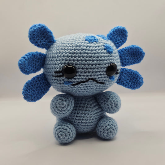 Crochet Axolotl blue light fins