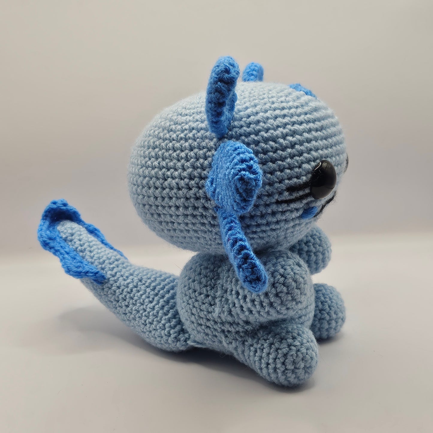 Crochet Axolotl blue light fins