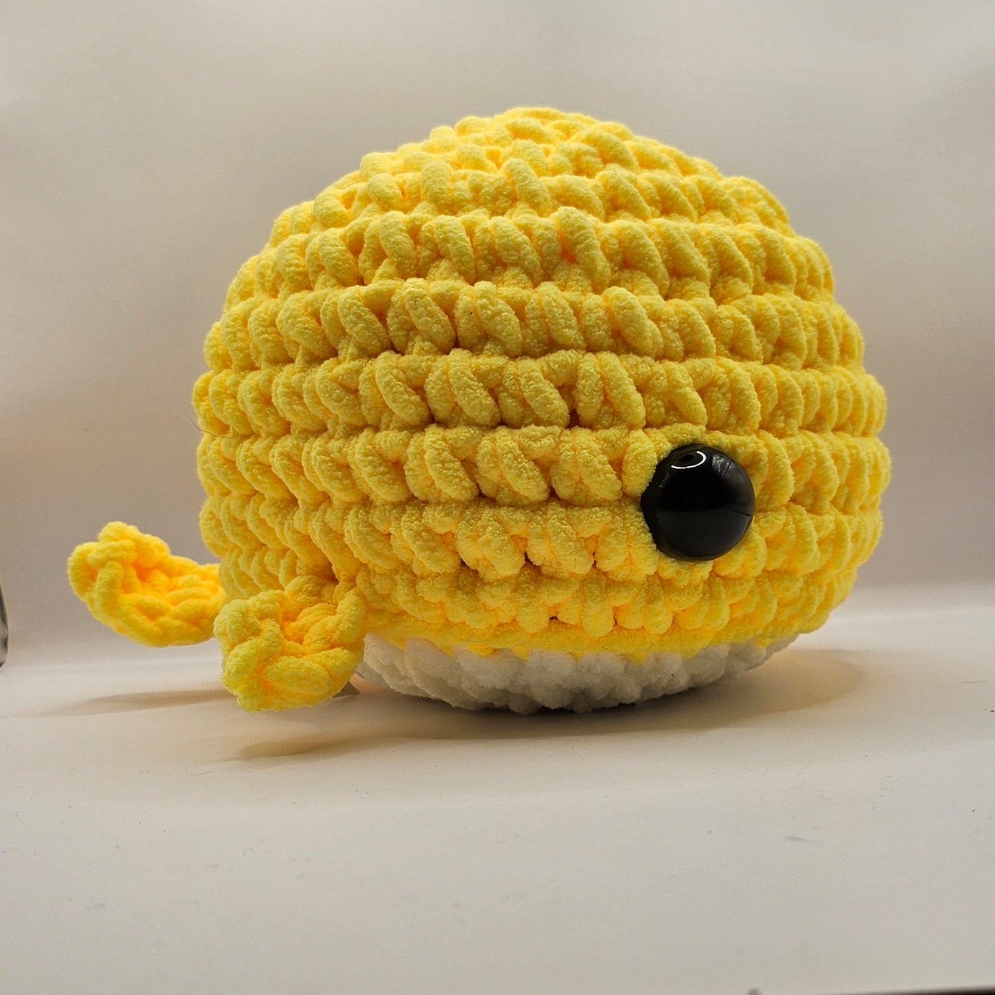 Crochet whale large yellow