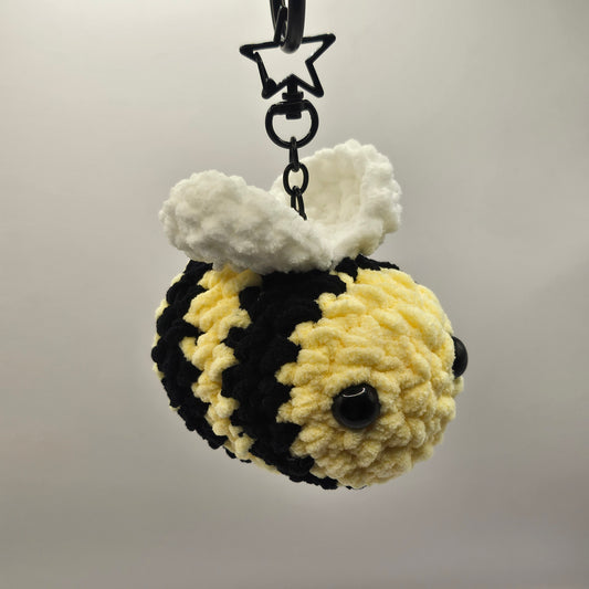 Crochet keychain bee light yellow black