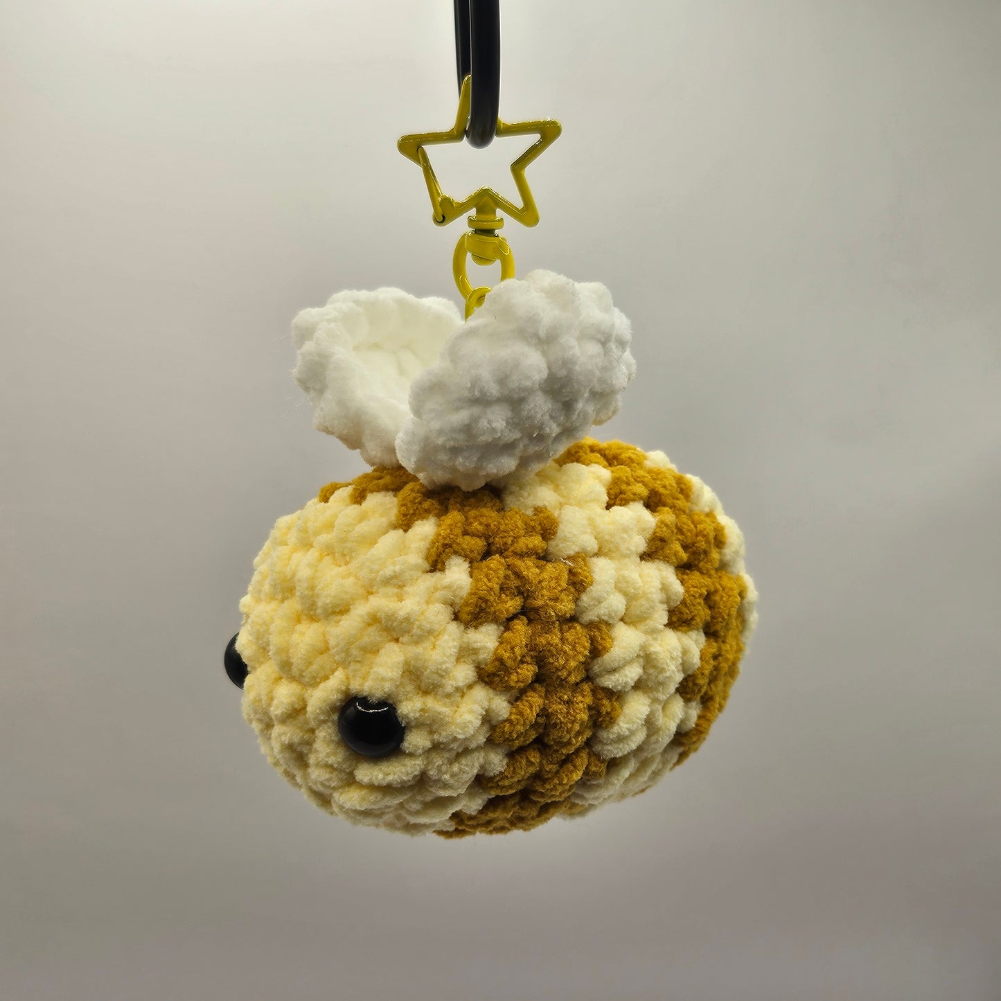 Crochet keychain bee light yellow brown