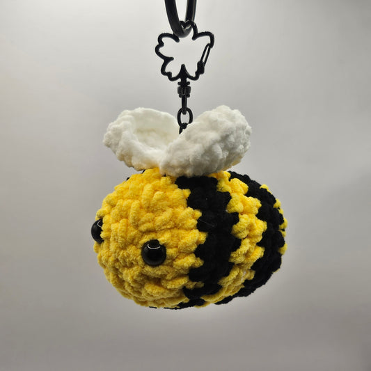 Crochet keychain bee dark yellow black