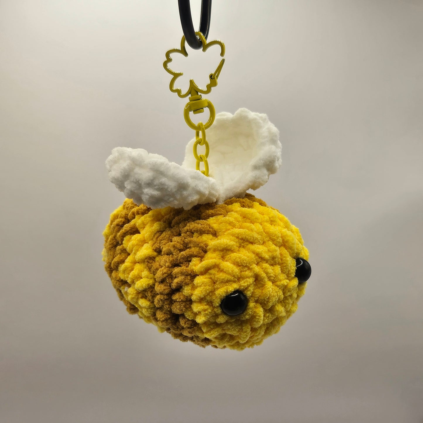 Crochet keychain bee dark yellow brown