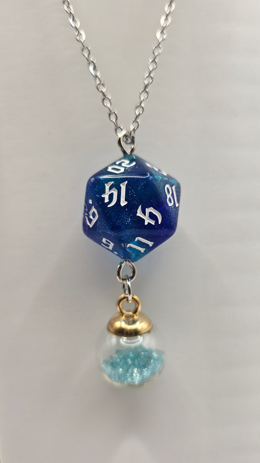 Necklace D20 Glitter blue/green Sphere